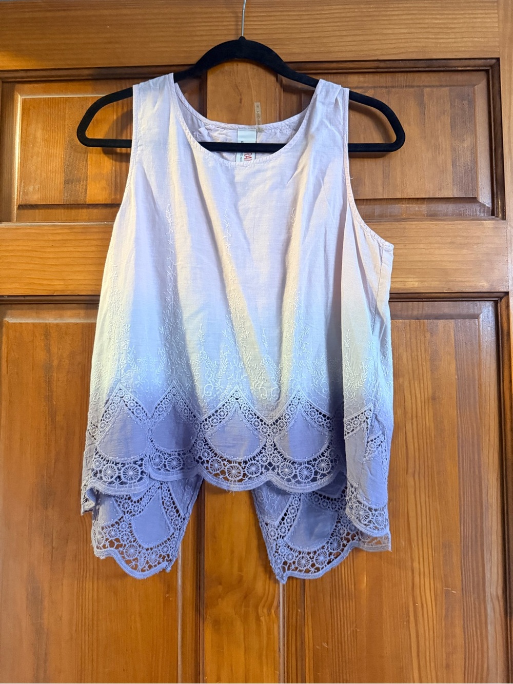 Aratta Lavender Ombre Lace-Trim Tank Top